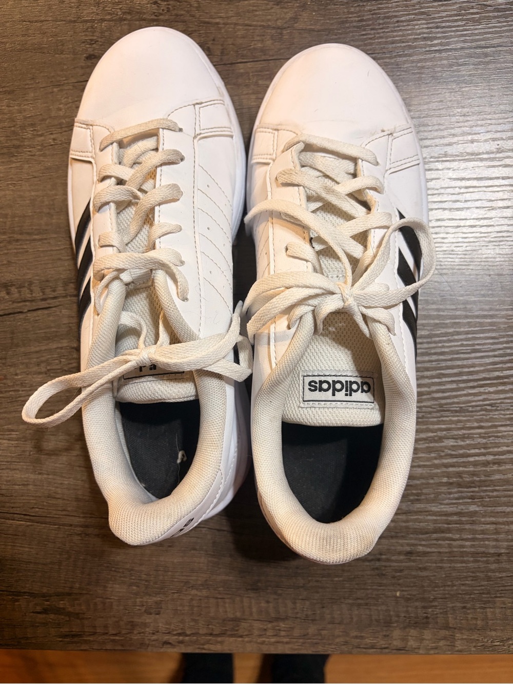 adidas White Low-Top Sneakers with Black Stripes